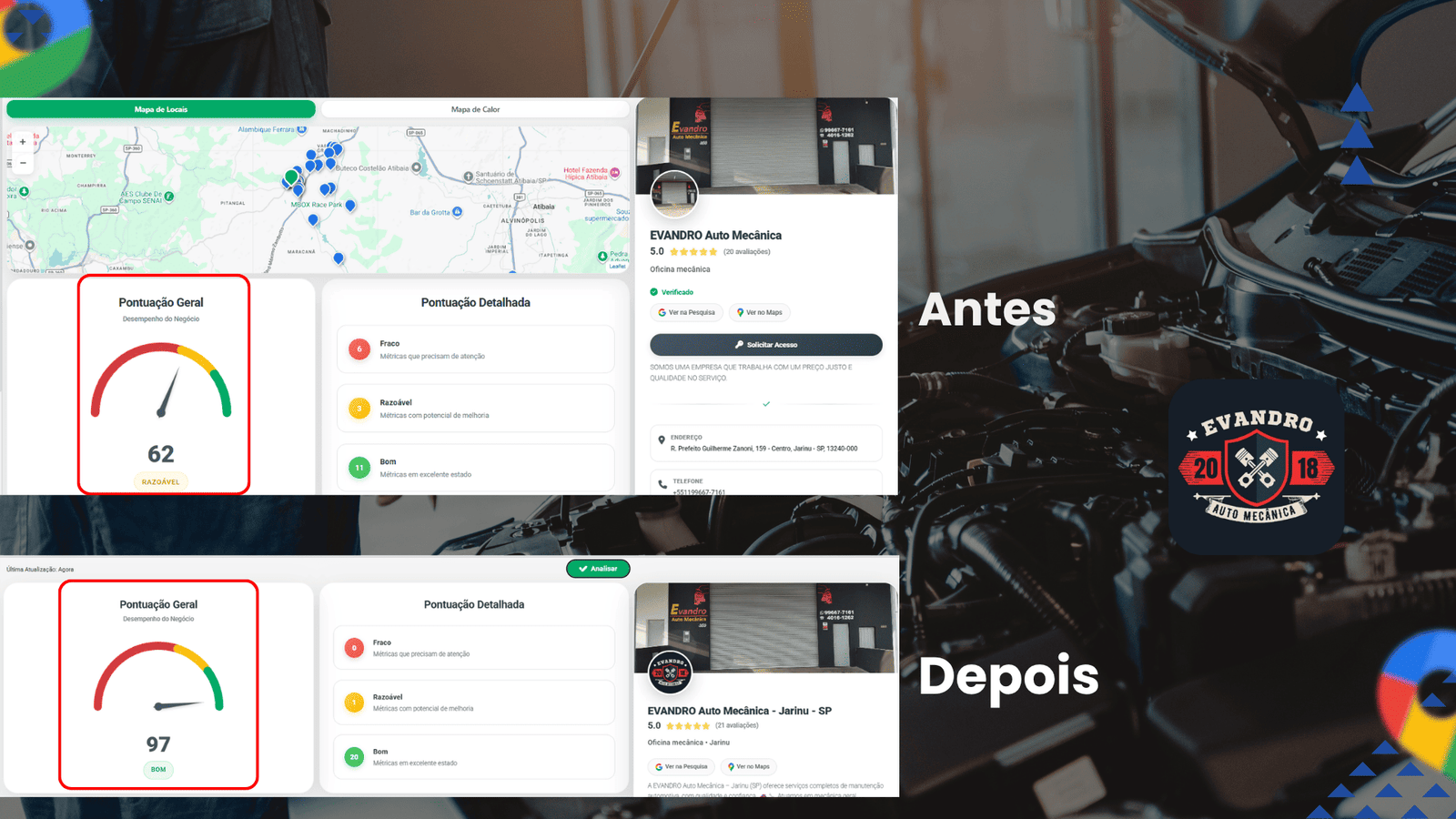 EVANDRO Auto Mecânica — antes e depois